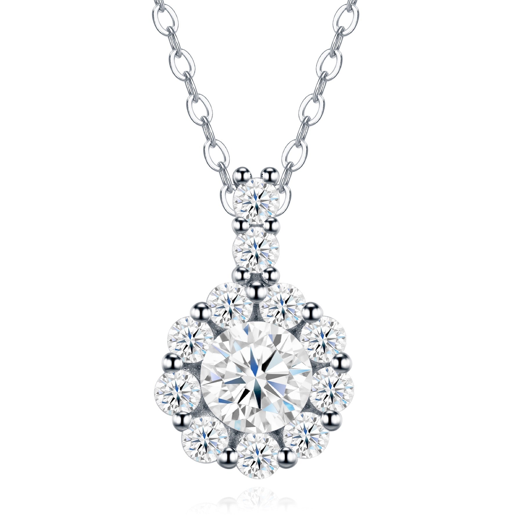 Marguerite 1 Carat Moissanite Flower Pendant Necklace in Sterling Silver