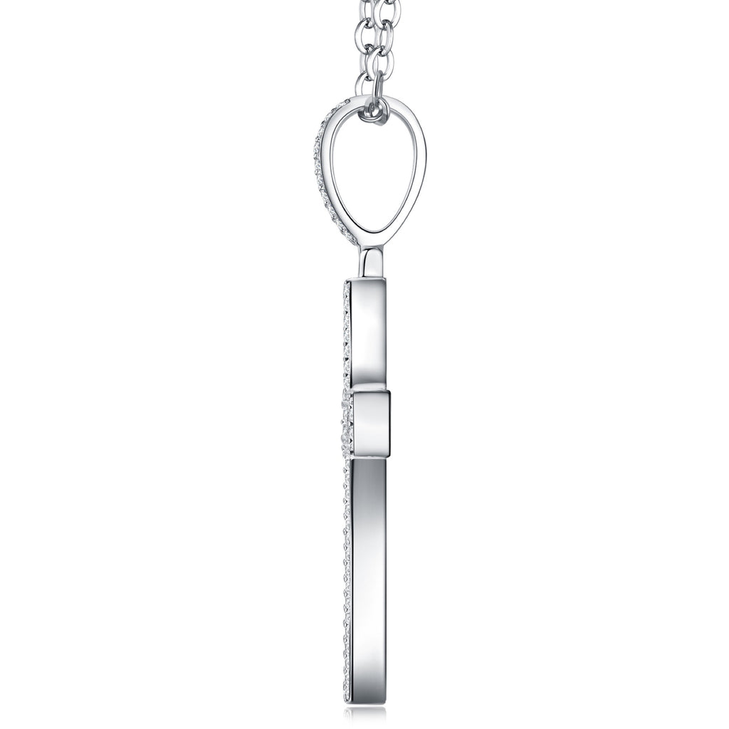 Reliquary Moissanite Cross Necklace in Sterling Silver