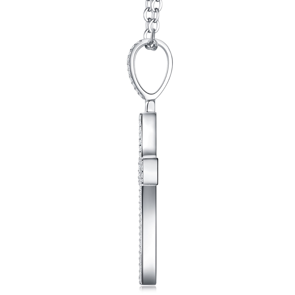 Reliquary Moissanite Cross Pendant in Sterling Silver