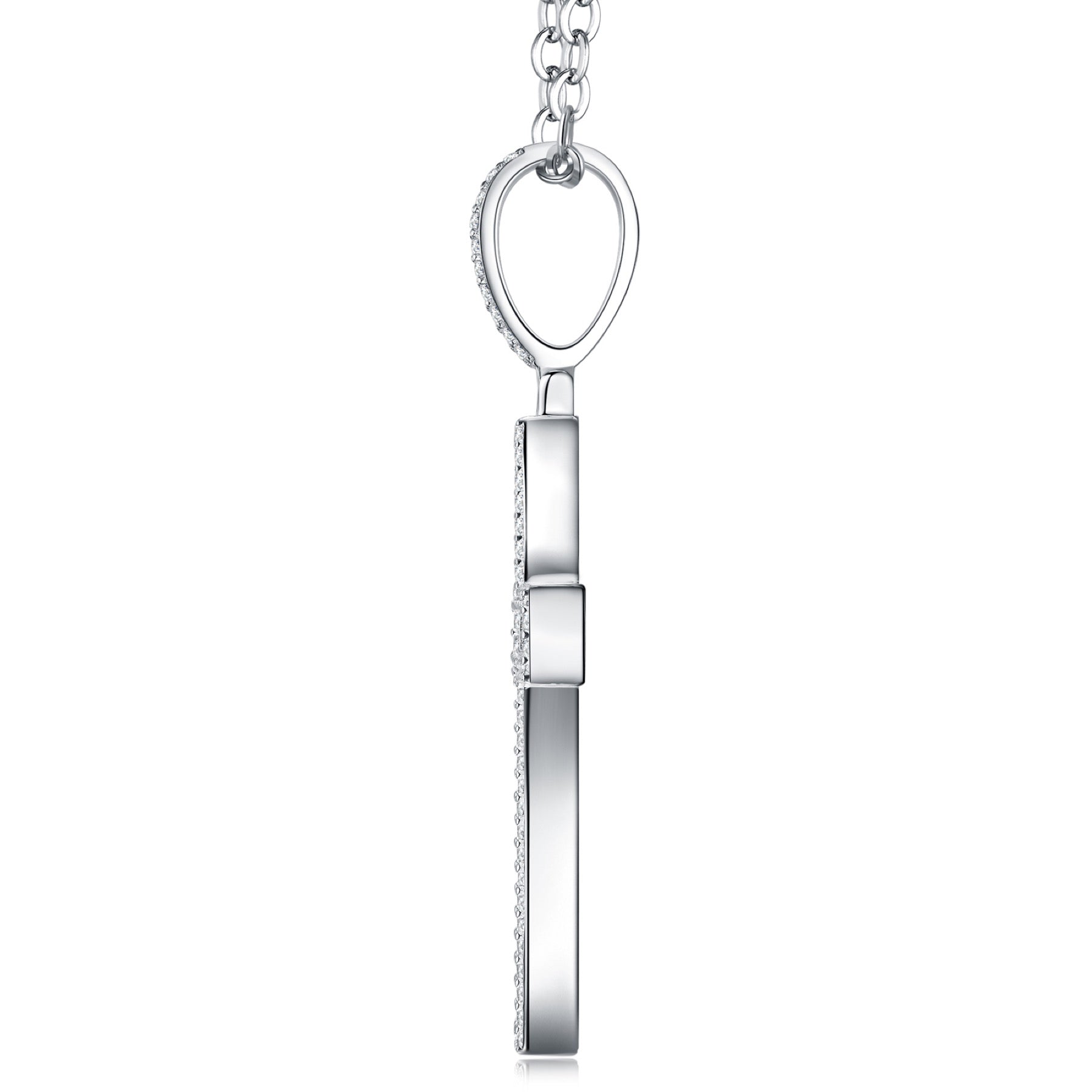 Reliquary Moissanite Cross Necklace in Sterling Silver