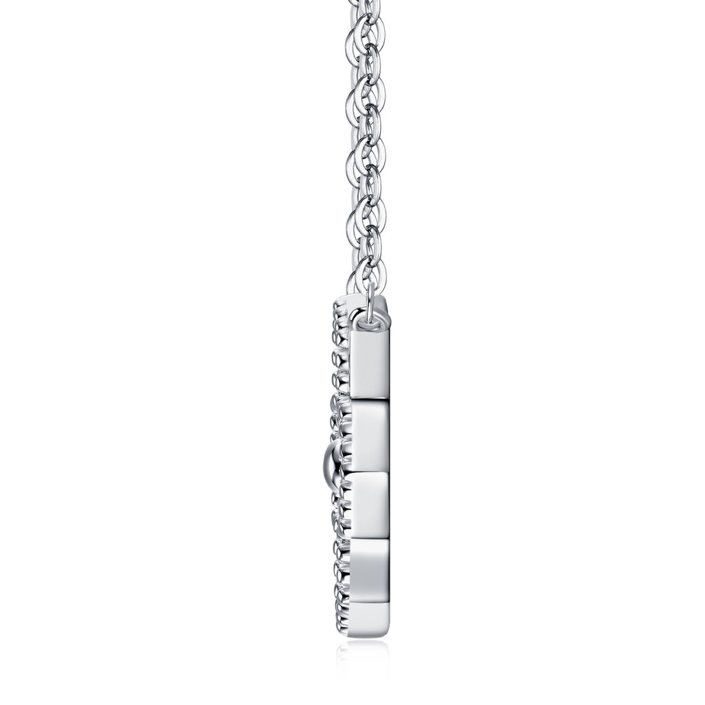 Quatrefoil Moissanite Clover Pendant Necklace in Sterling Silver
