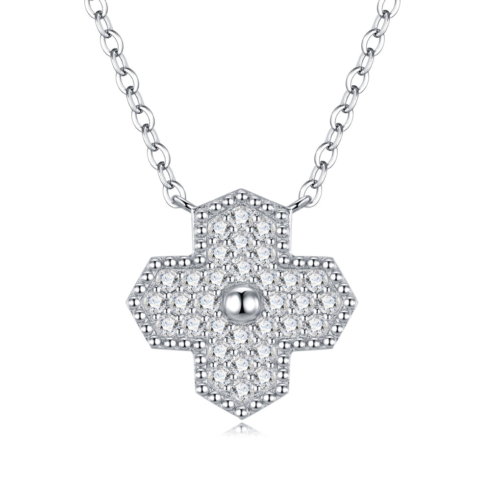 Quatrefoil Moissanite Clover Pendant Necklace in Sterling Silver