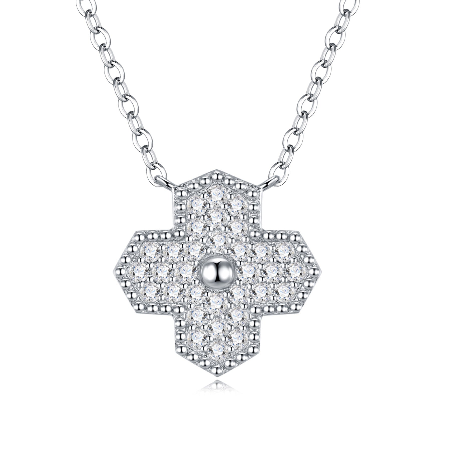 Quatrefoil Moissanite Clover Pendant Necklace in Sterling Silver