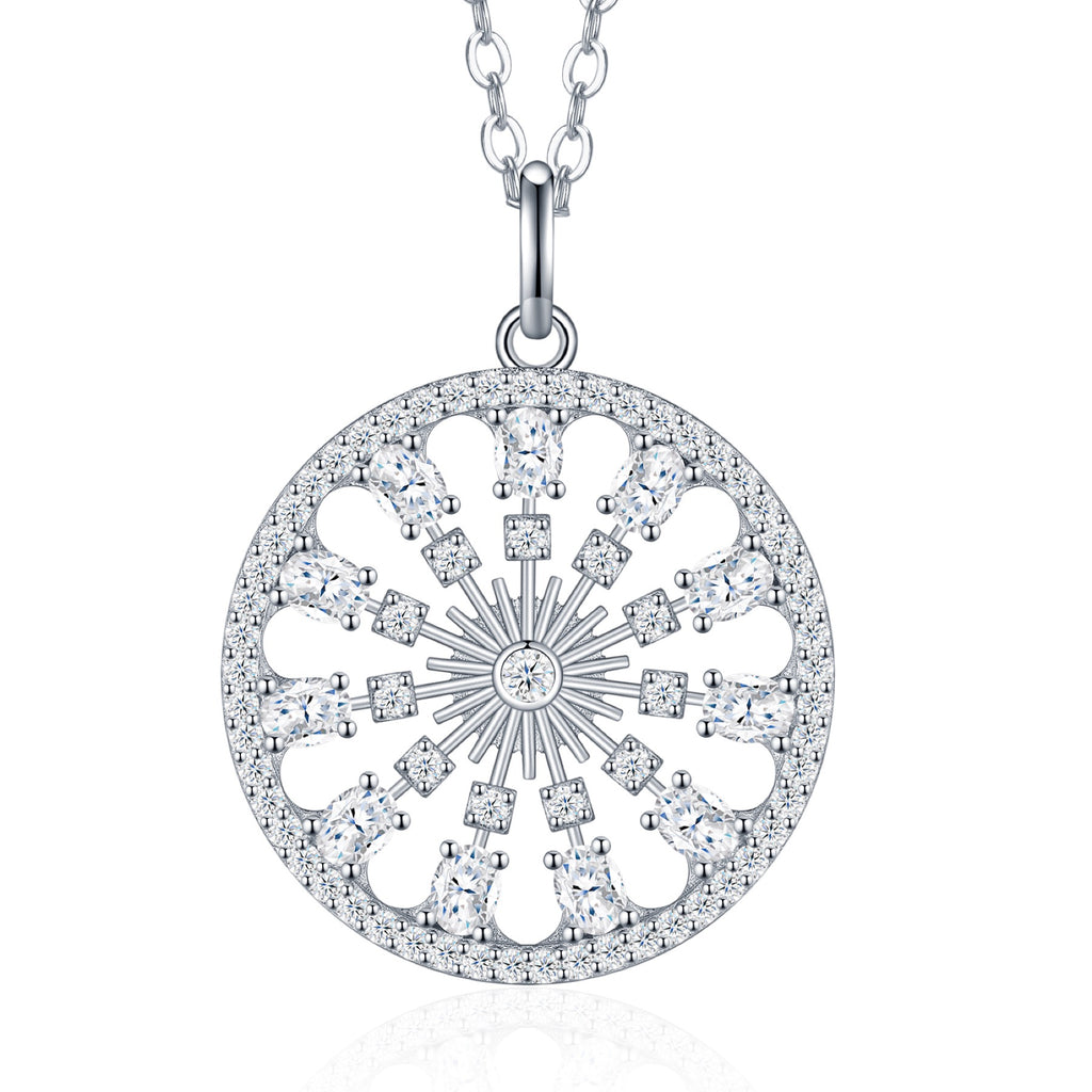 Rosace Moissanite Openwork Medallion Necklace in Sterling Silver
