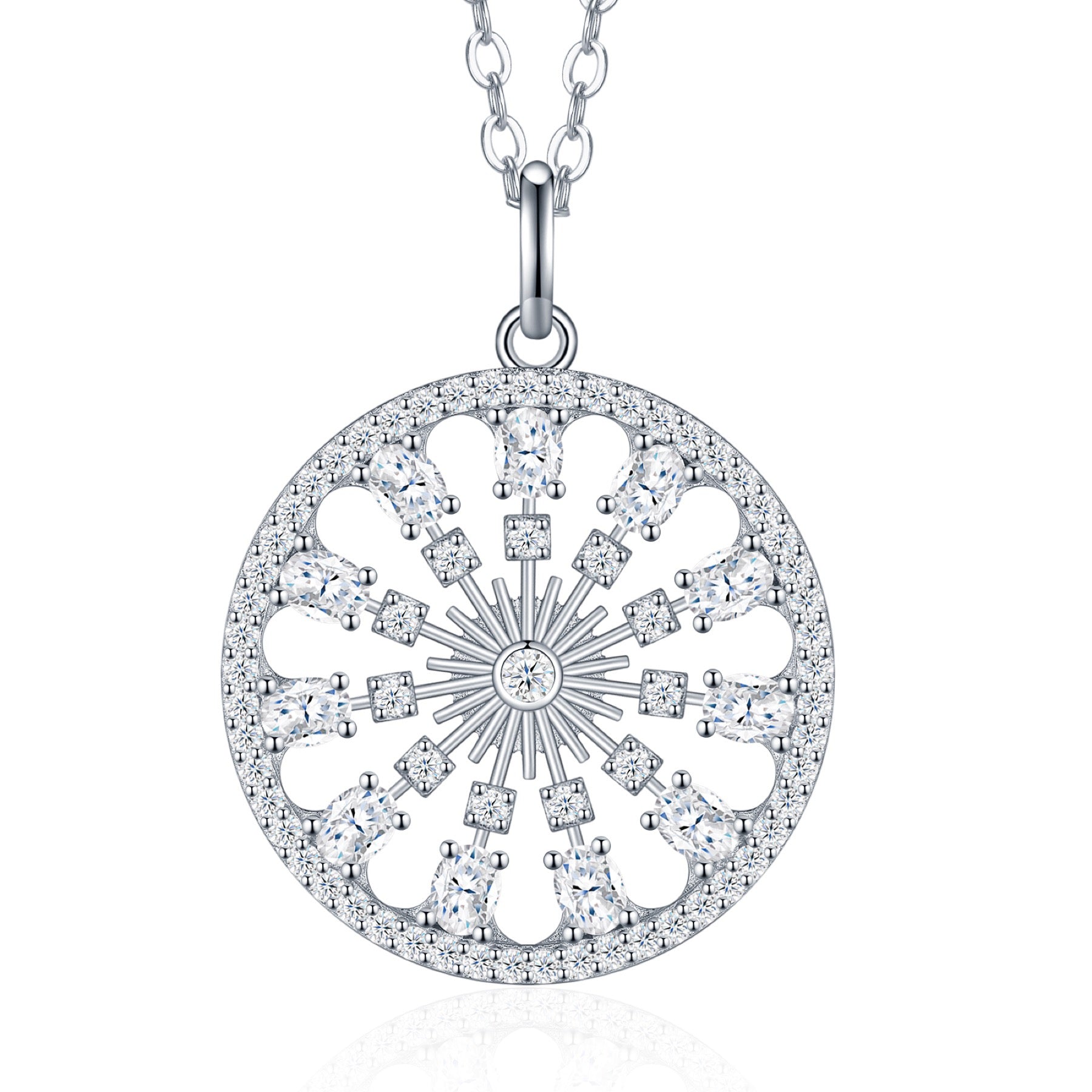 Rosace Moissanite Openwork Medallion Necklace in Sterling Silver