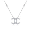 Emblem Moissanite Geometric Pendant Necklace in Sterling Silver