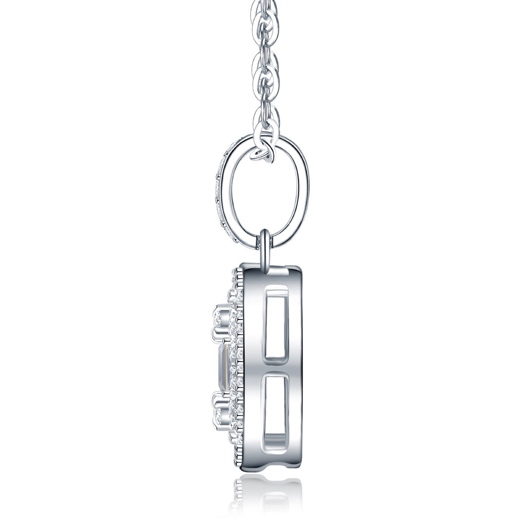 Ingot Moissanite Baguette Cluster Pendant Necklace in Sterling Silver
