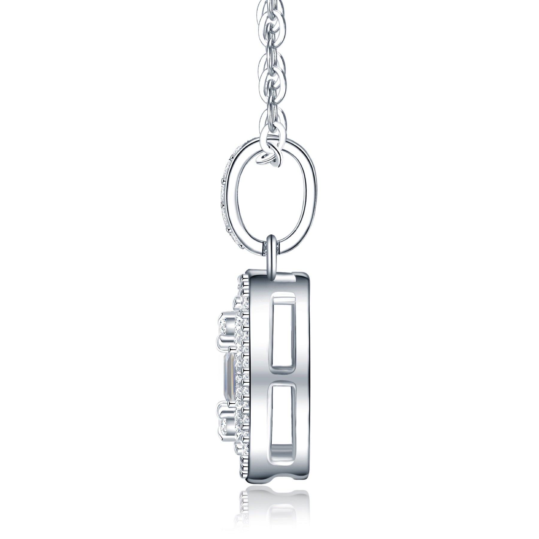 Ingot Moissanite Baguette Cluster Pendant Necklace in Sterling Silver