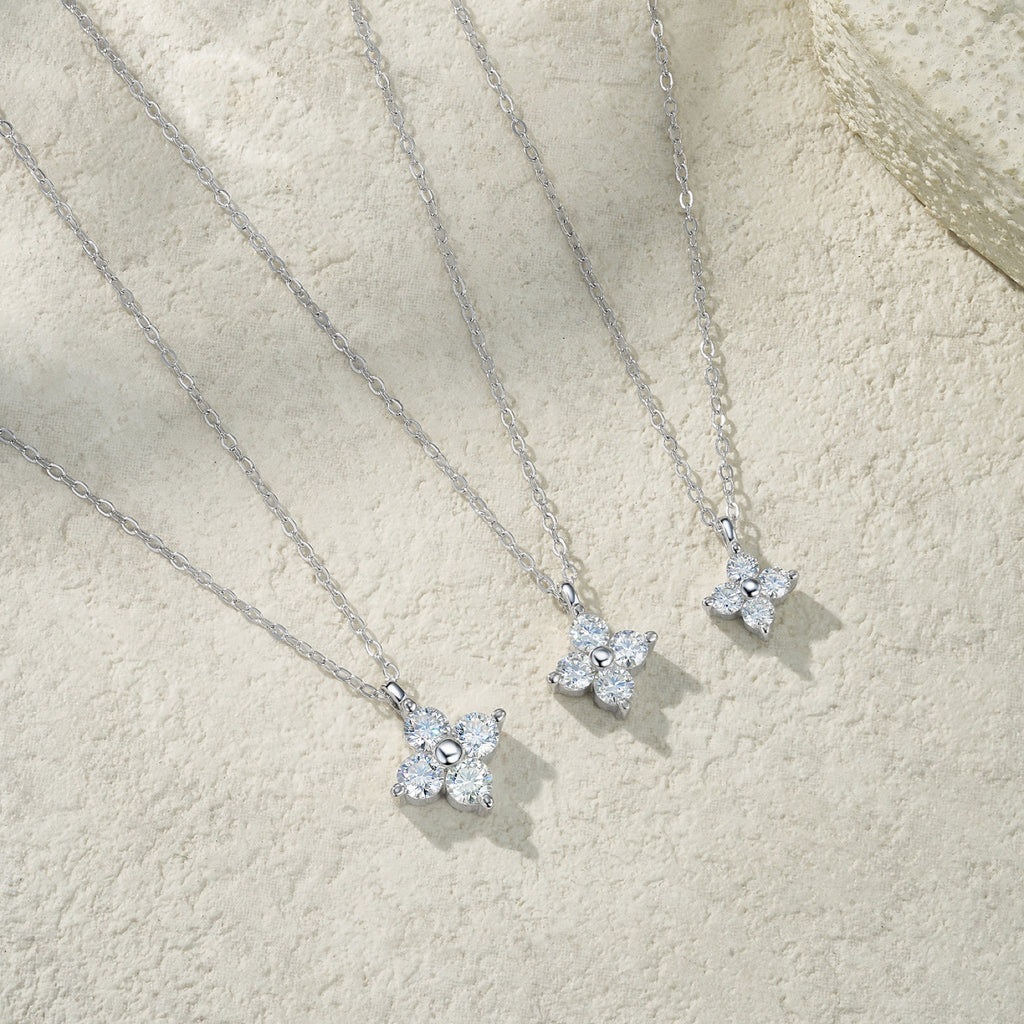 Trefle Moissanite Clover Pendant Necklace in Sterling Silver