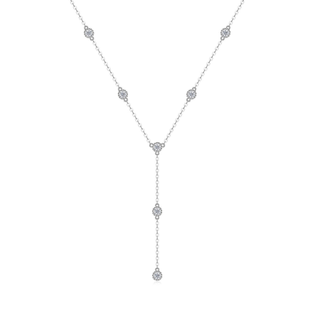 Wisp Moissanite Lariat Necklace in Sterling Silver