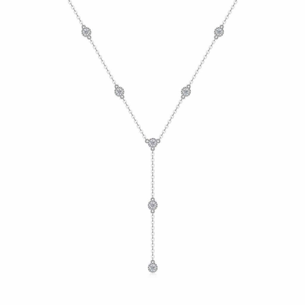 Wisp Moissanite Lariat Necklace in Sterling Silver