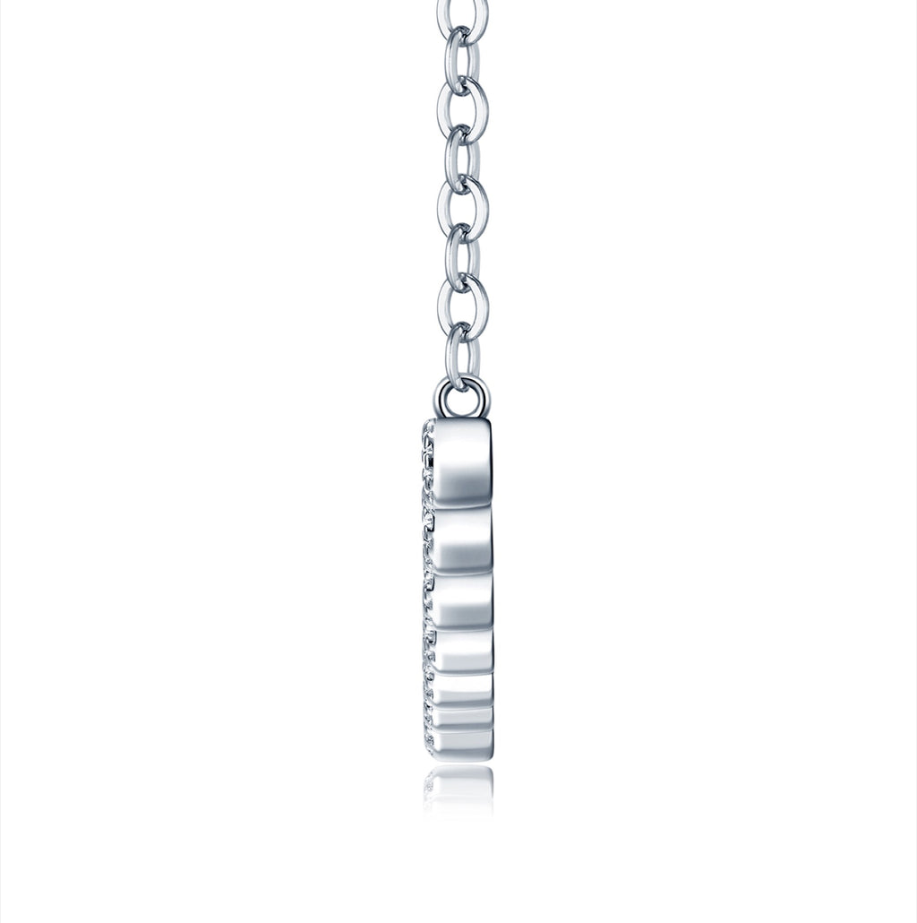 Smile Moissanite Curved Bar Necklace in Sterling Silver