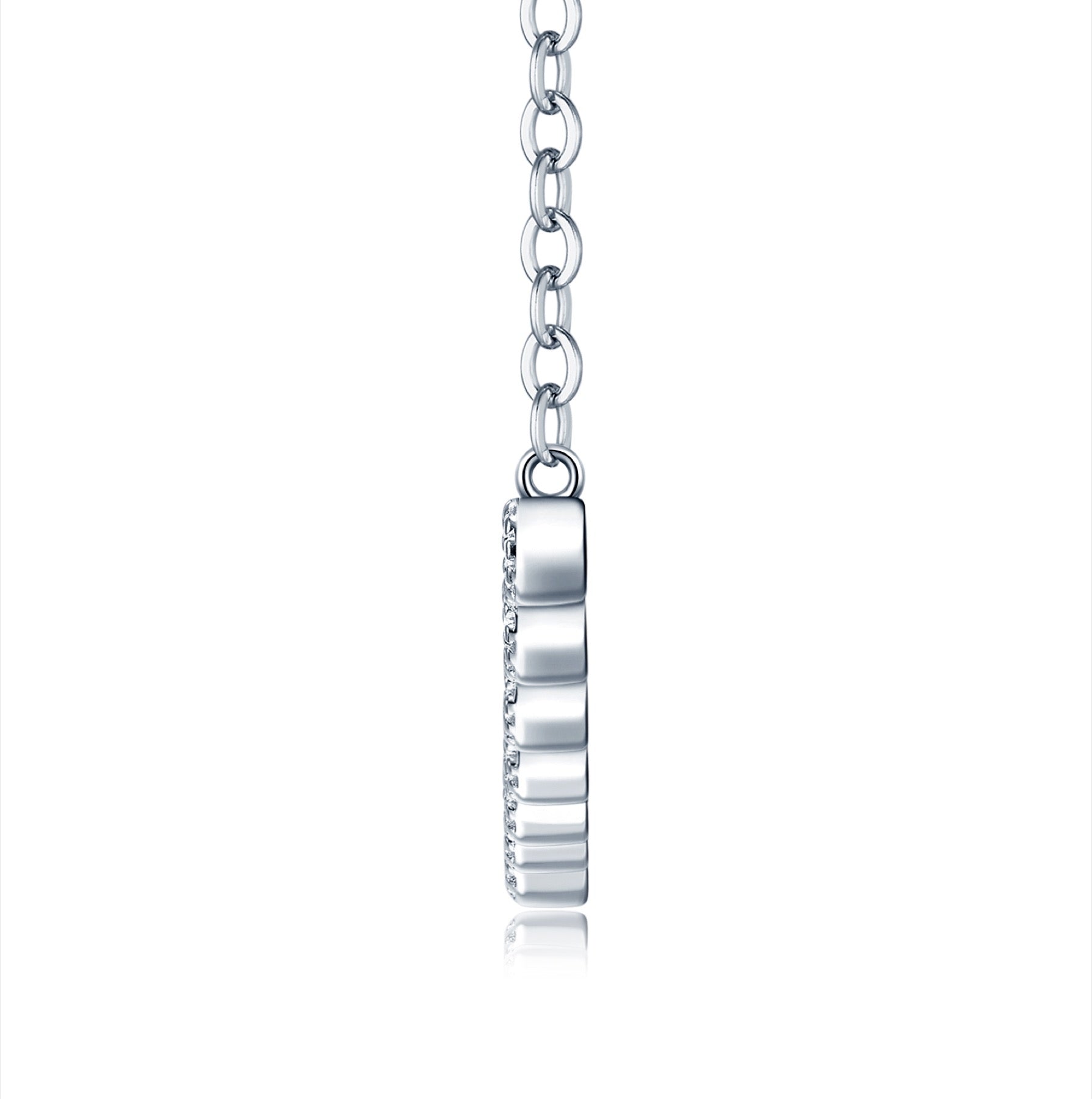 Smile Moissanite Curved Bar Necklace in Sterling Silver