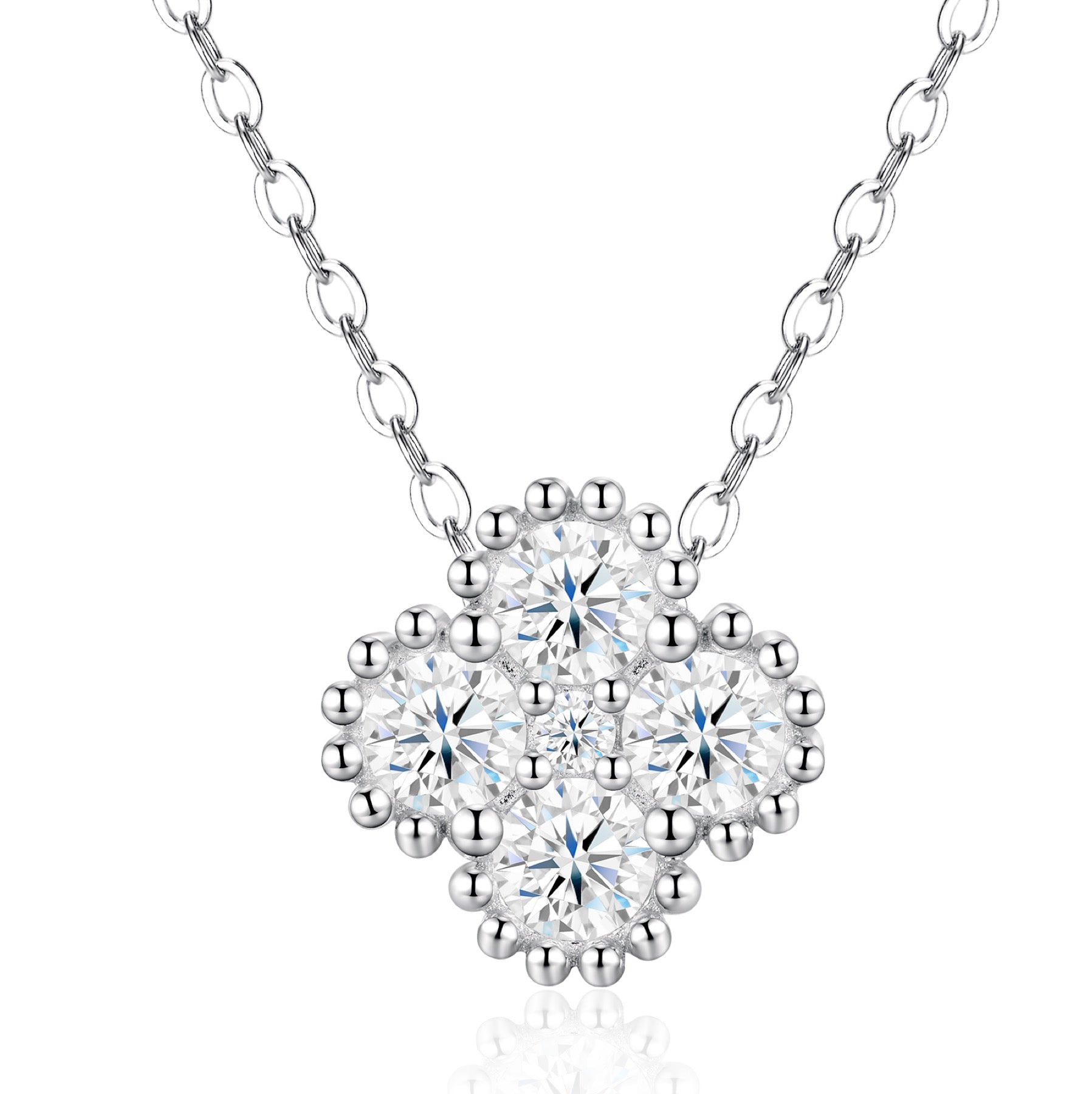 Nosegay Moissanite Cluster Pendant Necklace in Sterling Silver