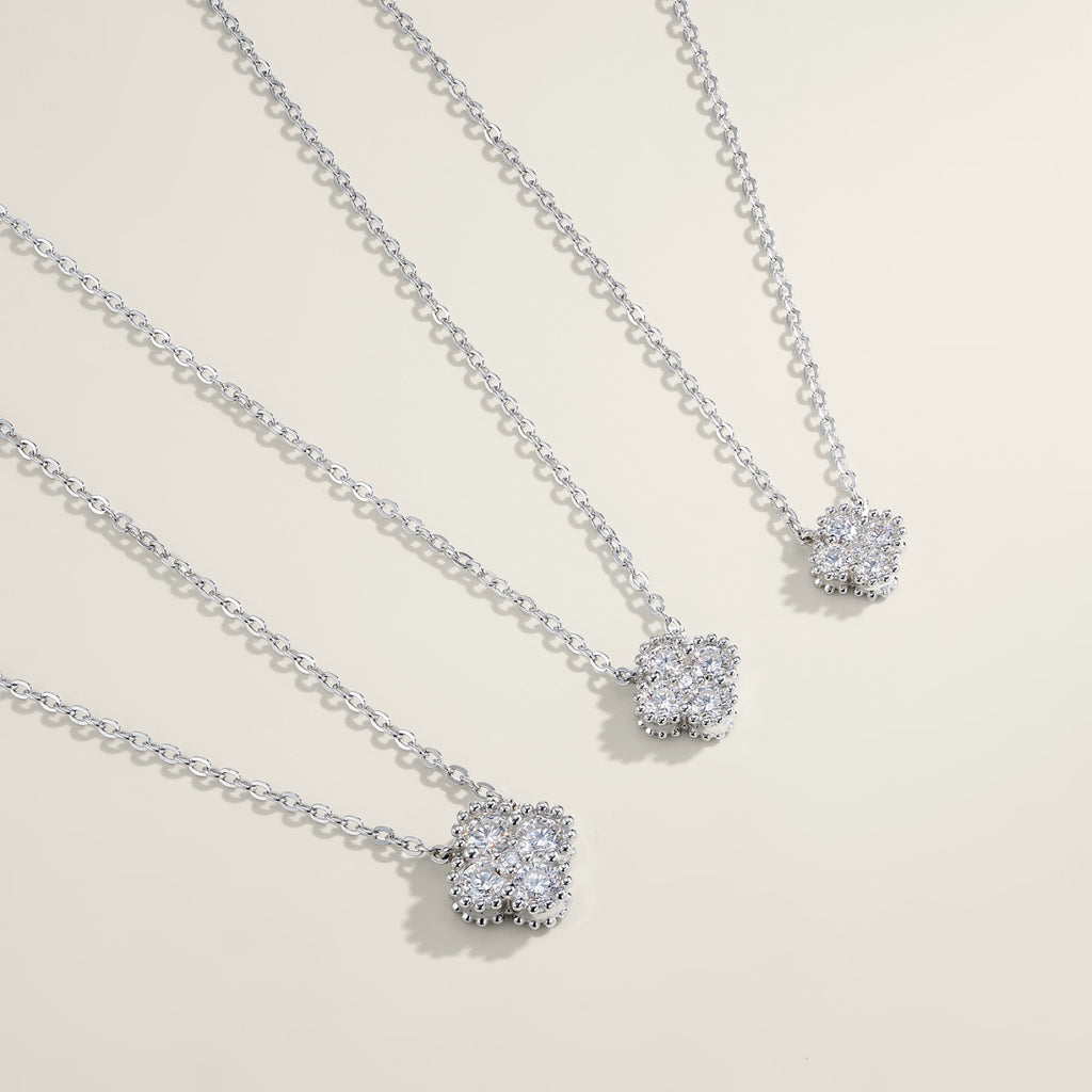 Nosegay Moissanite Cluster Pendant Necklace in Sterling Silver