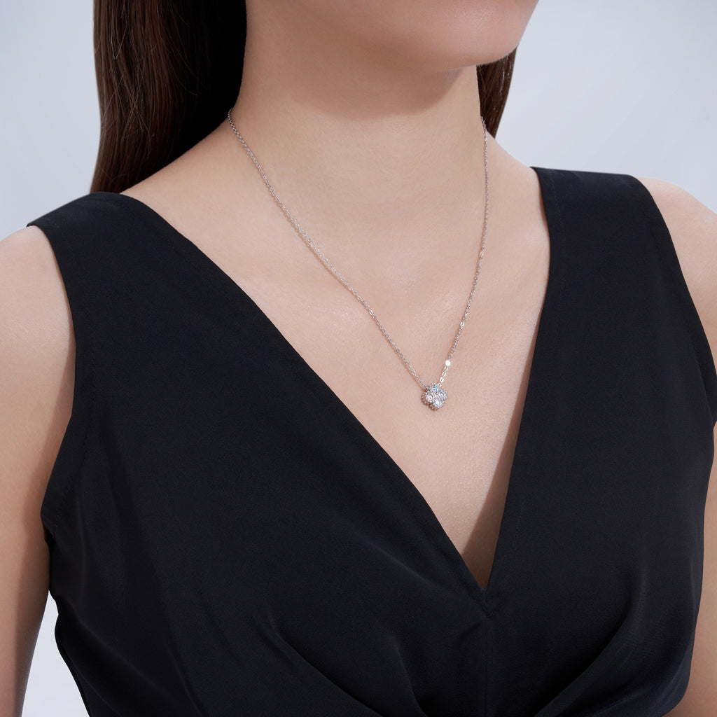 Nosegay Moissanite Cluster Pendant Necklace in Sterling Silver