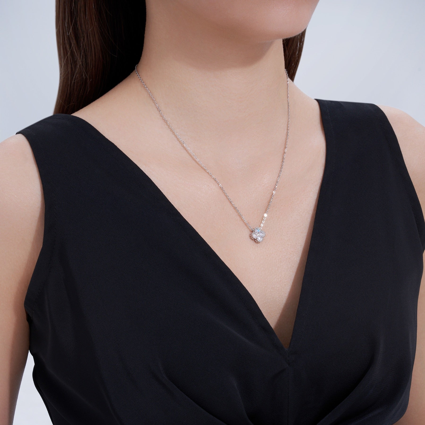 Nosegay Moissanite Cluster Pendant Necklace in Sterling Silver