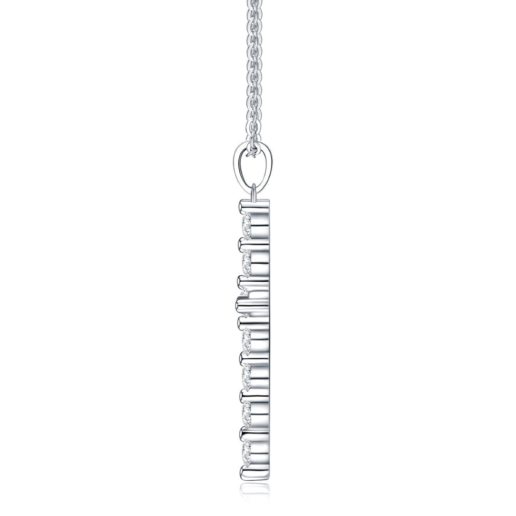 Disciple Moissanite Cross Necklace in Sterling Silver