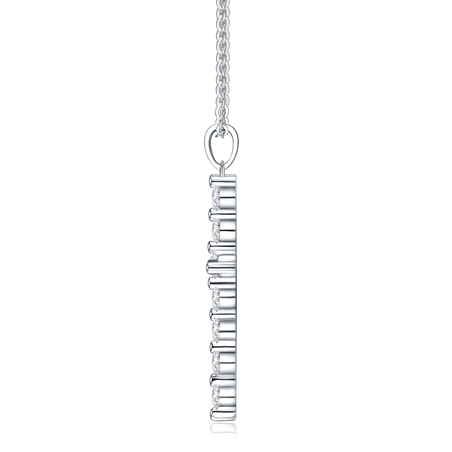 Disciple Moissanite Cross Necklace in Sterling Silver