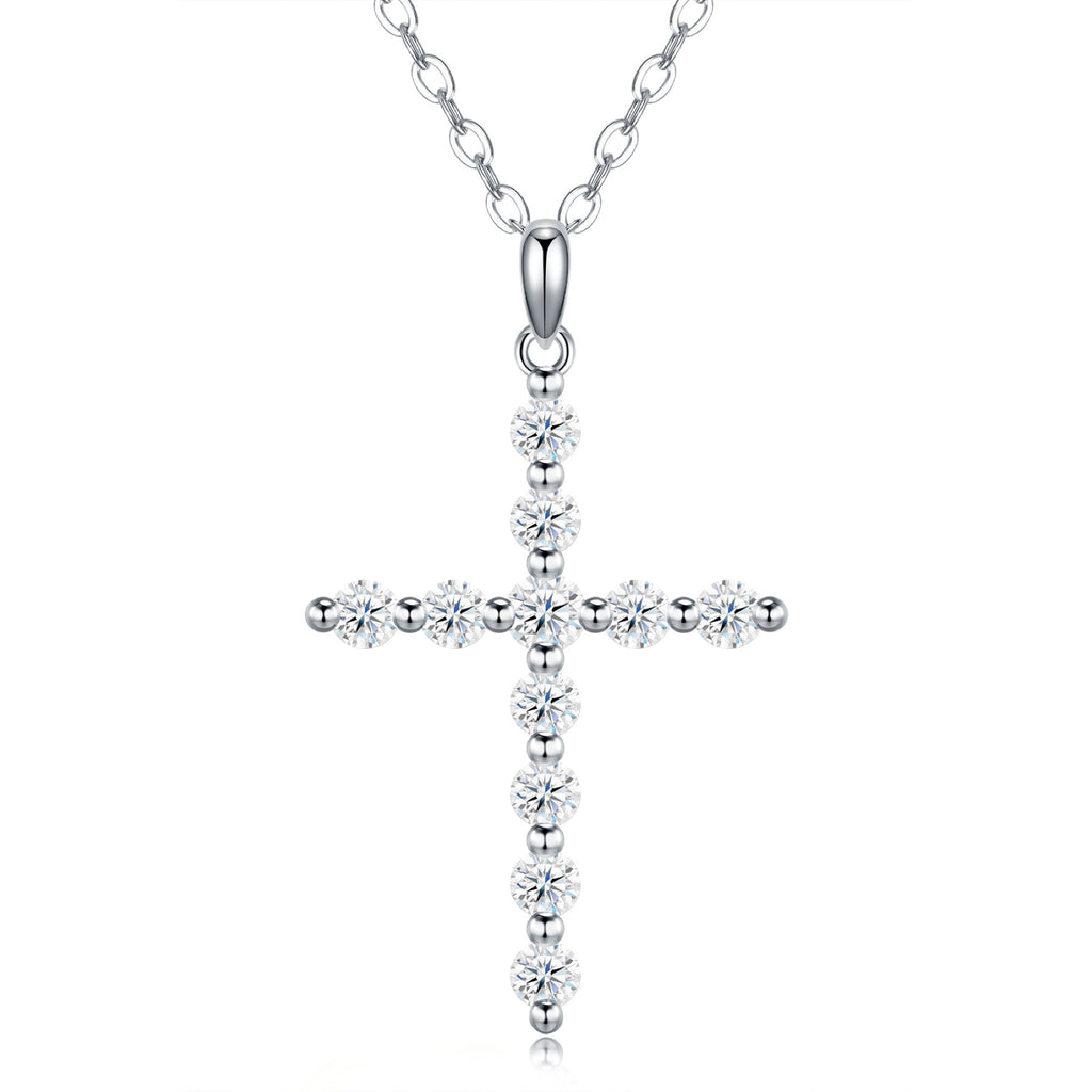 Disciple Moissanite Cross Necklace in Sterling Silver