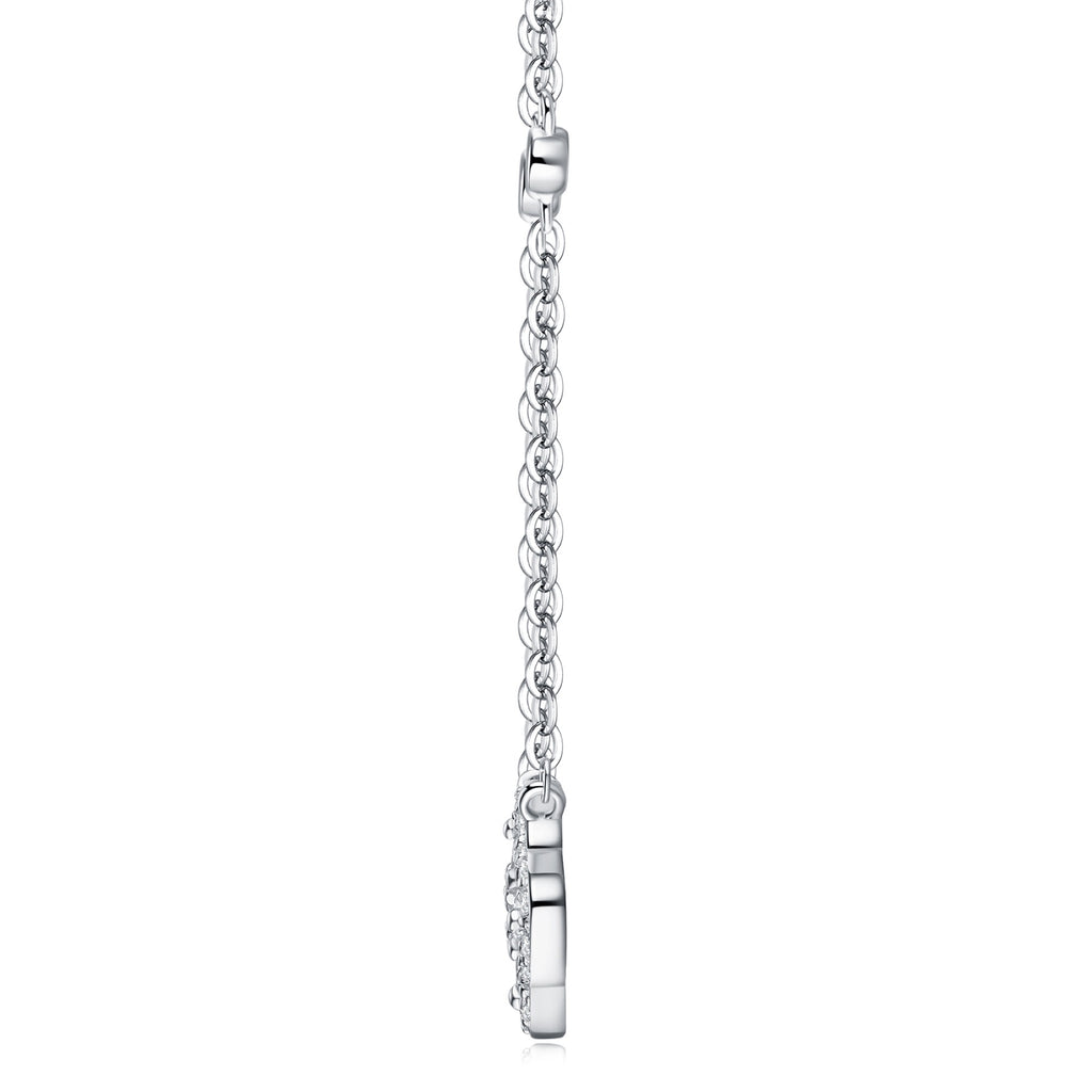 Lucky Moissanite Clover Pendant Necklace in Sterling Silver