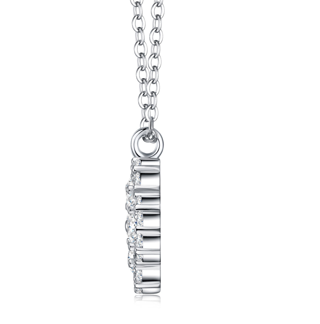 Petunia Moissanite Flower Pendant Necklace in Sterling Silver