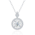 Lumen 1 Carat Moissanite Halo Pendant Necklace in Sterling Silver
