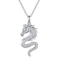 Draco Moissanite Dragon Pendant Necklace in Sterling Silver