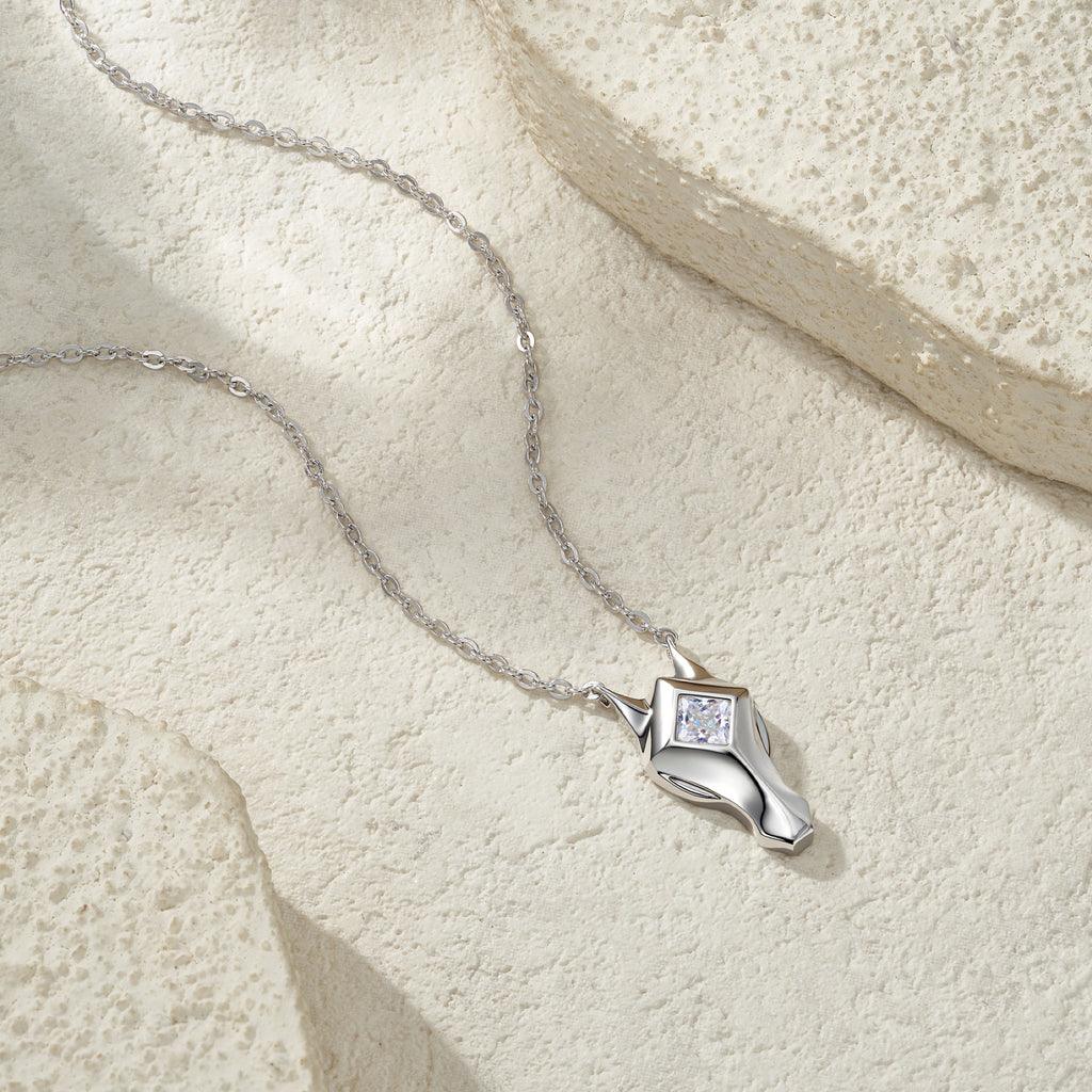 Equus Moissanite Horse Pendant Necklace in Sterling Silver