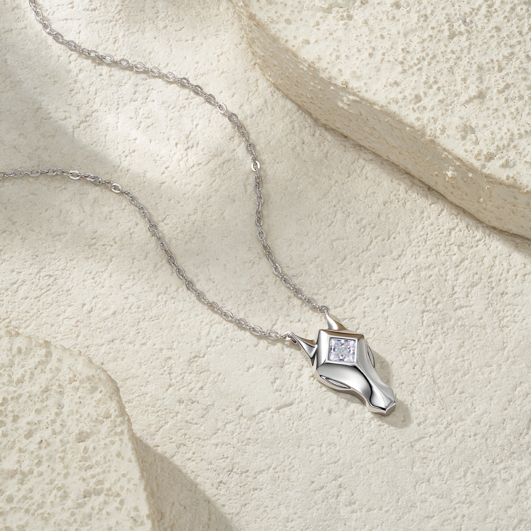 Equus Moissanite Horse Pendant Necklace in Sterling Silver