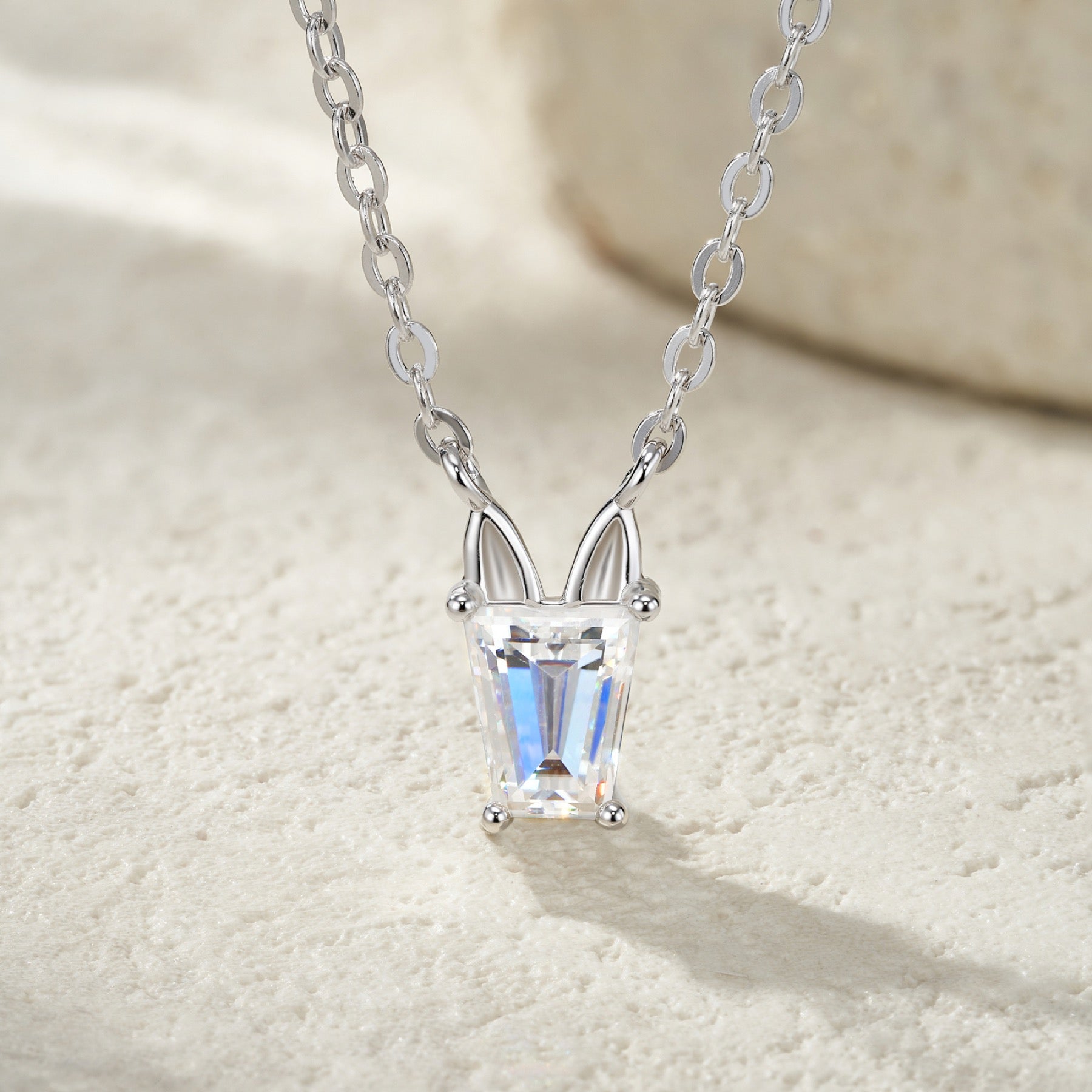 Lys Moissanite Solitaire Pendant Necklace in Sterling Silver
