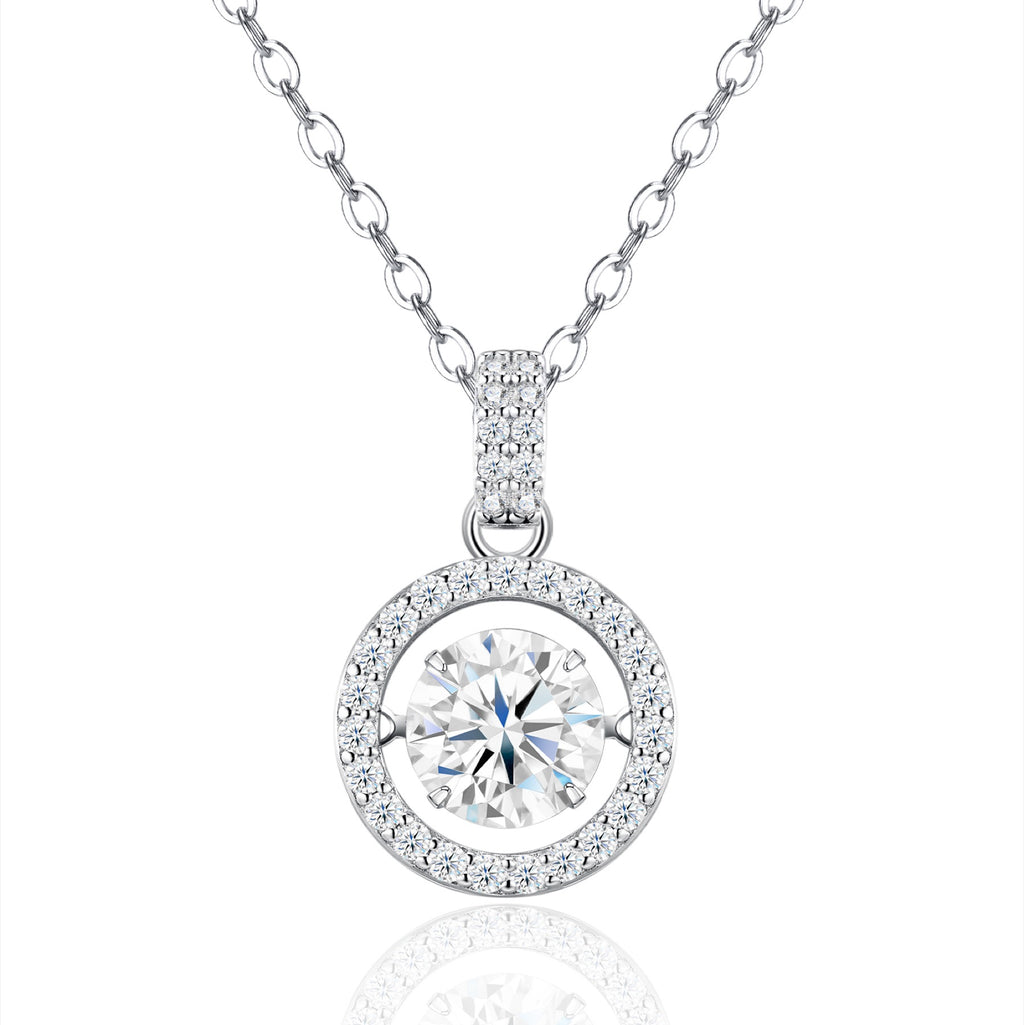 Flicker 1 Carat Moissanite Halo Pendant Necklace in Sterling Silver