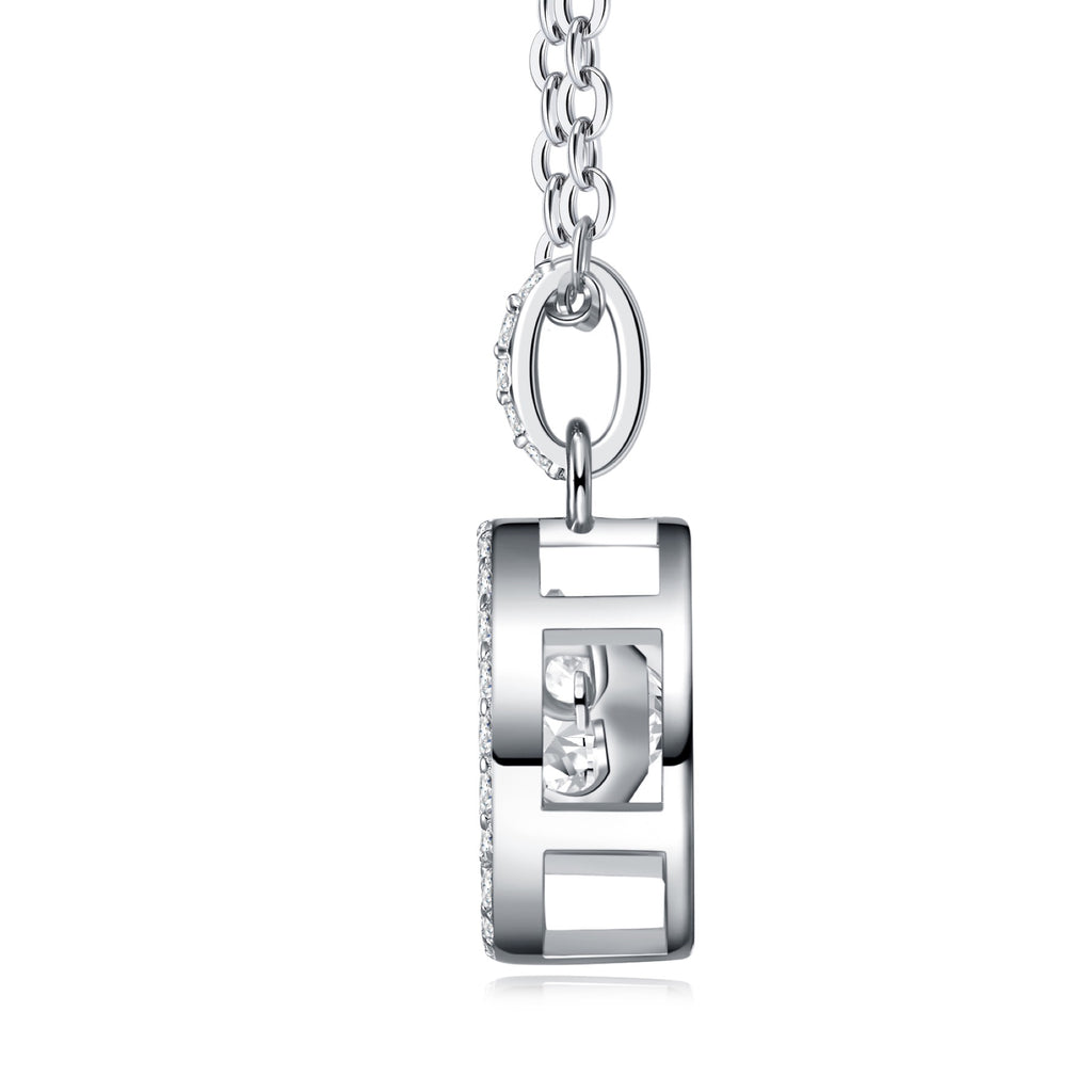 Flicker 1 Carat Moissanite Halo Pendant Necklace in Sterling Silver