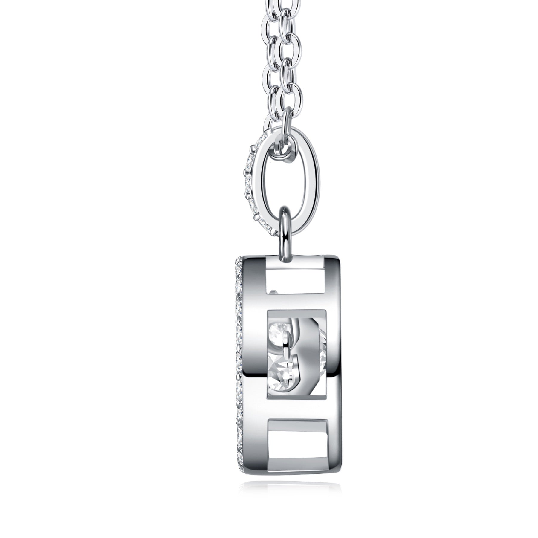 Flicker 1 Carat Moissanite Halo Pendant Necklace in Sterling Silver