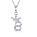 Dainty Initial B Moissanite Crown Pendant Necklace in Sterling Silver