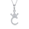 Dainty Initial C Moissanite Crown Pendant Necklace in Sterling Silver