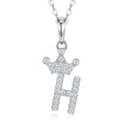 Dainty Initial H Moissanite Crown Pendant Necklace in Sterling Silver