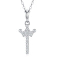 Dainty Initial I Moissanite Crown Pendant Necklace in Sterling Silver