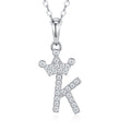 Dainty Initial K Moissanite Crown Pendant Necklace in Sterling Silver