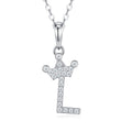 Dainty Initial L Moissanite Crown Pendant Necklace in Sterling Silver
