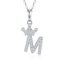 Dainty Initial M Moissanite Crown Pendant Necklace in Sterling Silver