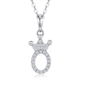 Dainty Initial O Moissanite Crown Pendant Necklace in Sterling Silver
