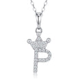 Dainty Initial P Moissanite Crown Pendant Necklace in Sterling Silver