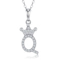 Dainty Initial Q Moissanite Crown Pendant Necklace in Sterling Silver