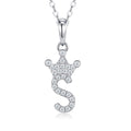 Dainty Initial S Moissanite Crown Pendant Necklace in Sterling Silver