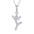 Dainty Initial Y Moissanite Crown Pendant Necklace in Sterling Silver