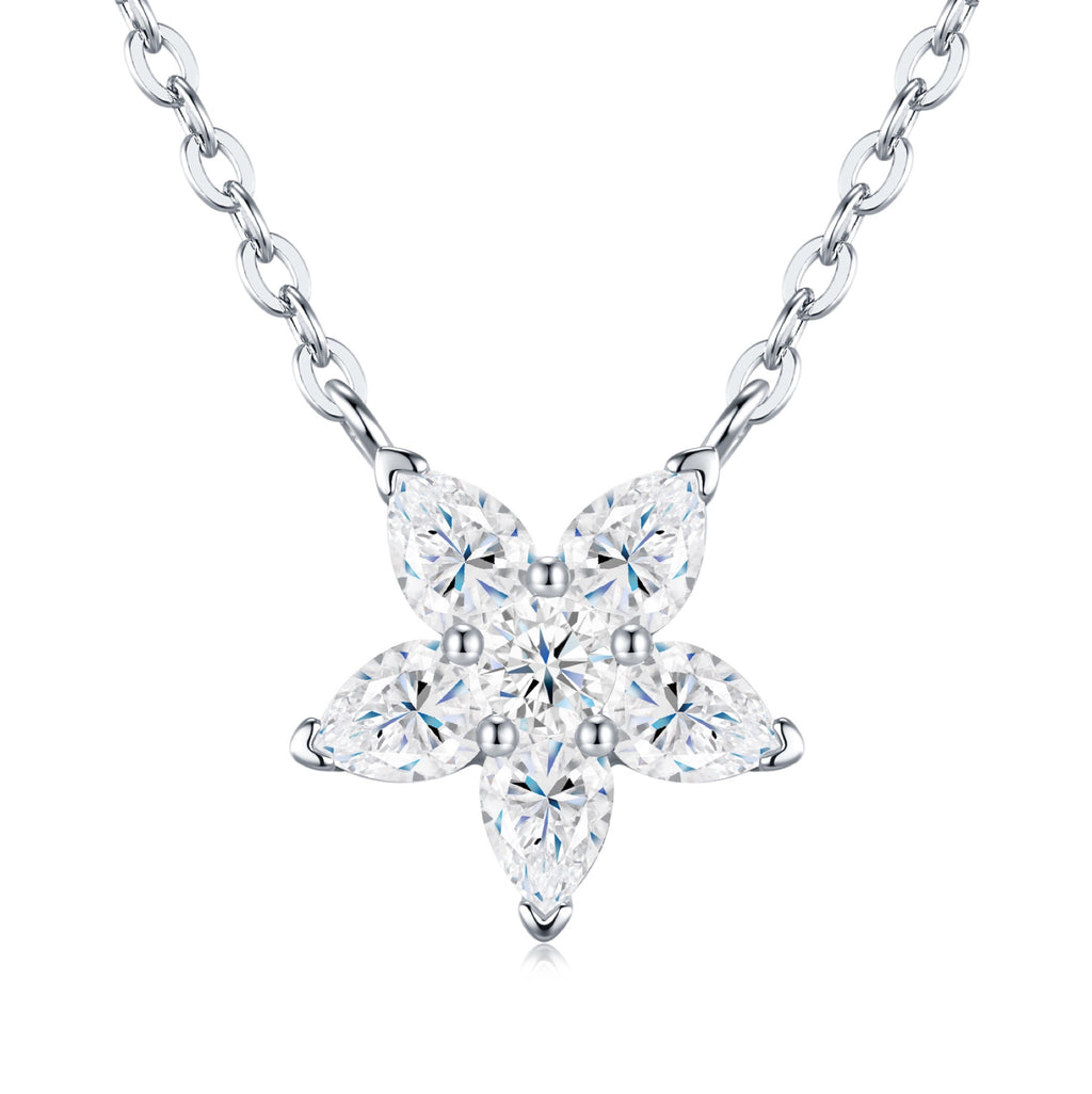 Estelle Moissanite Flower Pendant Necklace in Sterling Silver