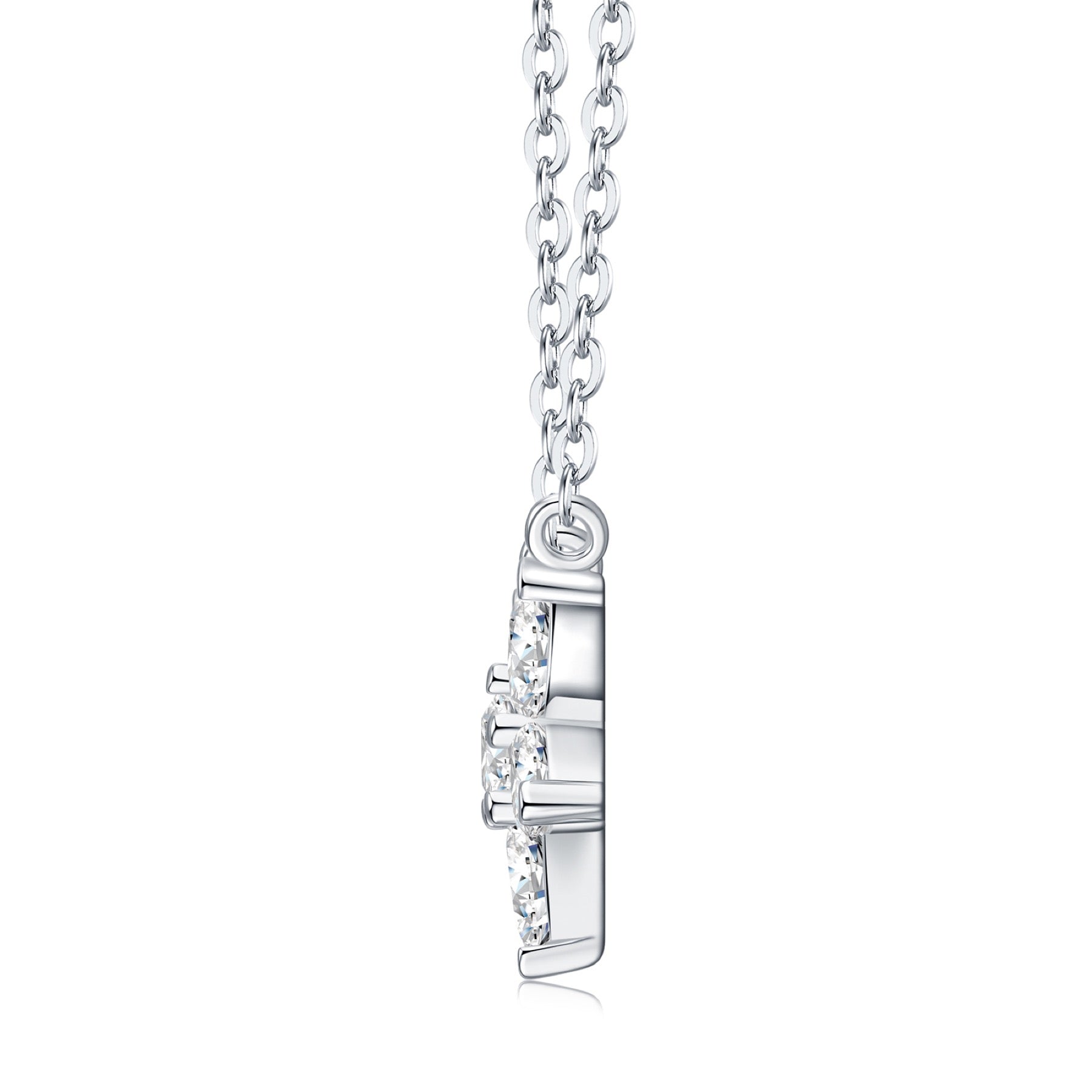Estelle Moissanite Flower Pendant Necklace in Sterling Silver