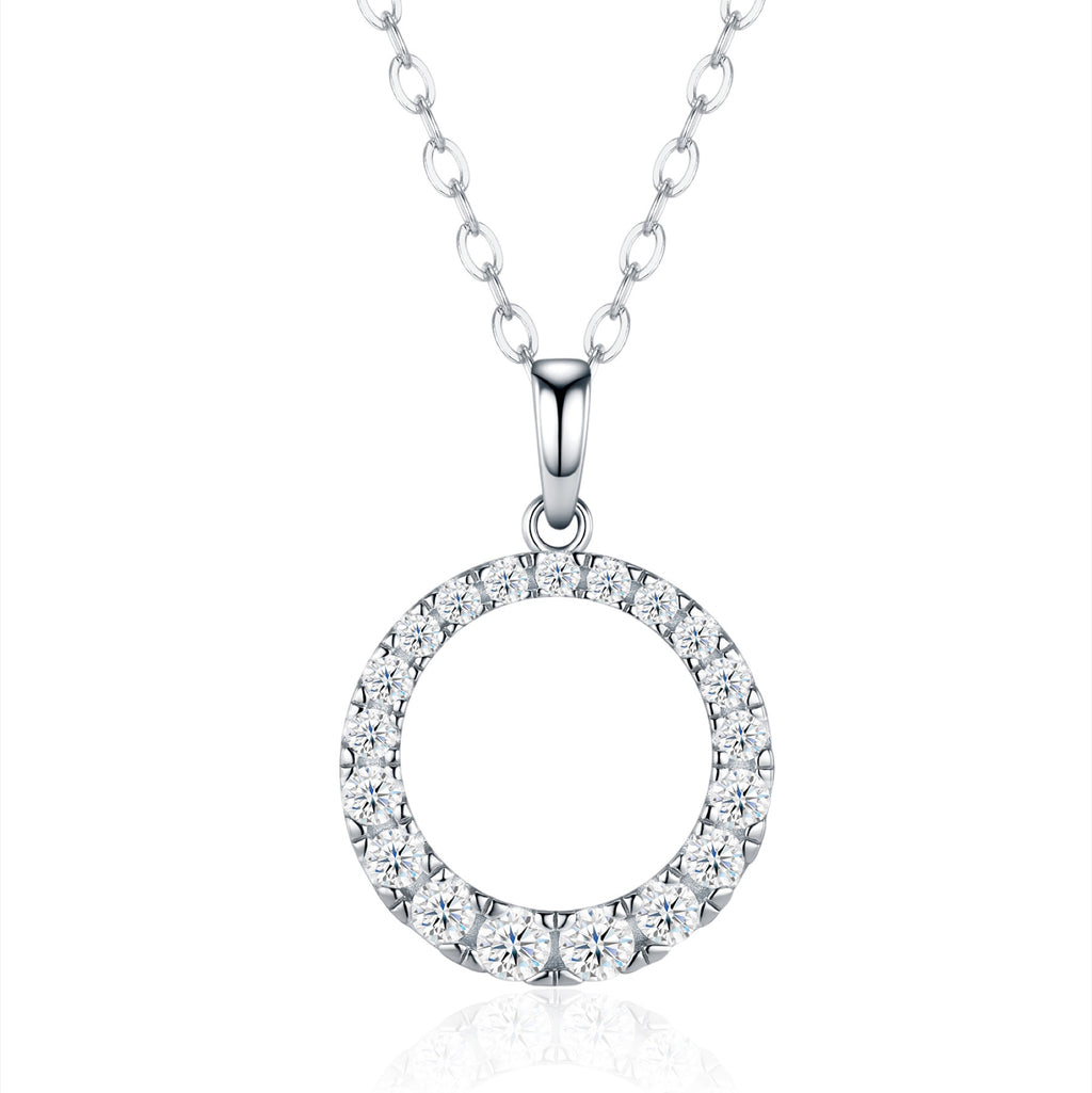 Anello Moissanite Circle Pendant Necklace in Sterling Silver