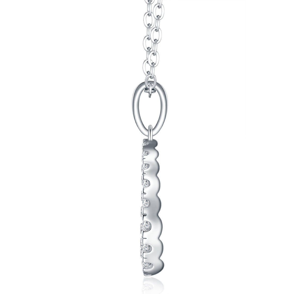 Anello Moissanite Circle Pendant Necklace in Sterling Silver